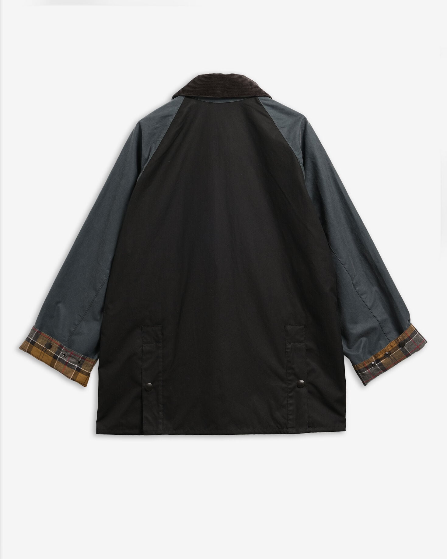 Patchwork Oversized Bedale Waxed Jacket Black Multi