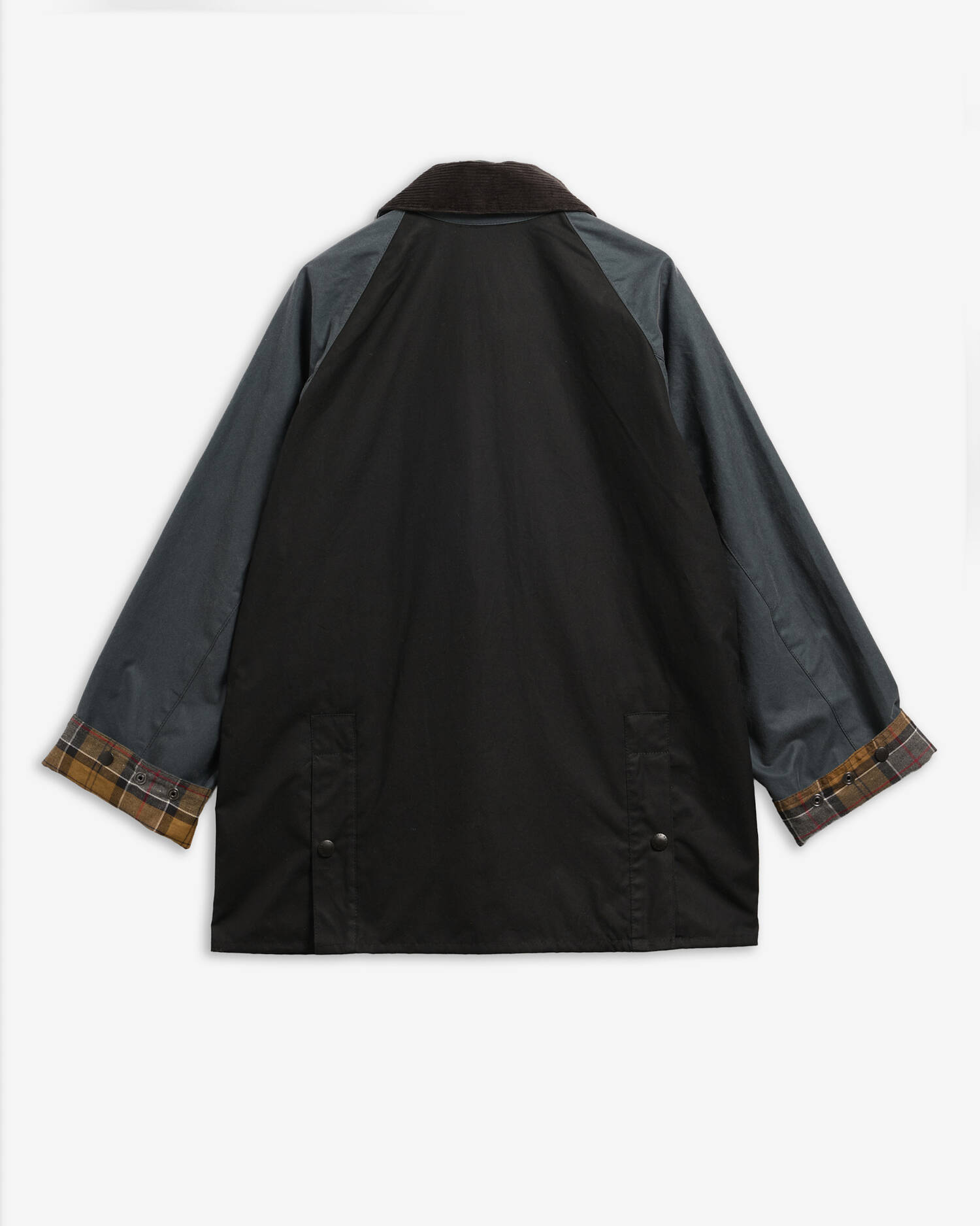 Patchwork Oversized Bedale Waxed Jacket Black Multi image number 8