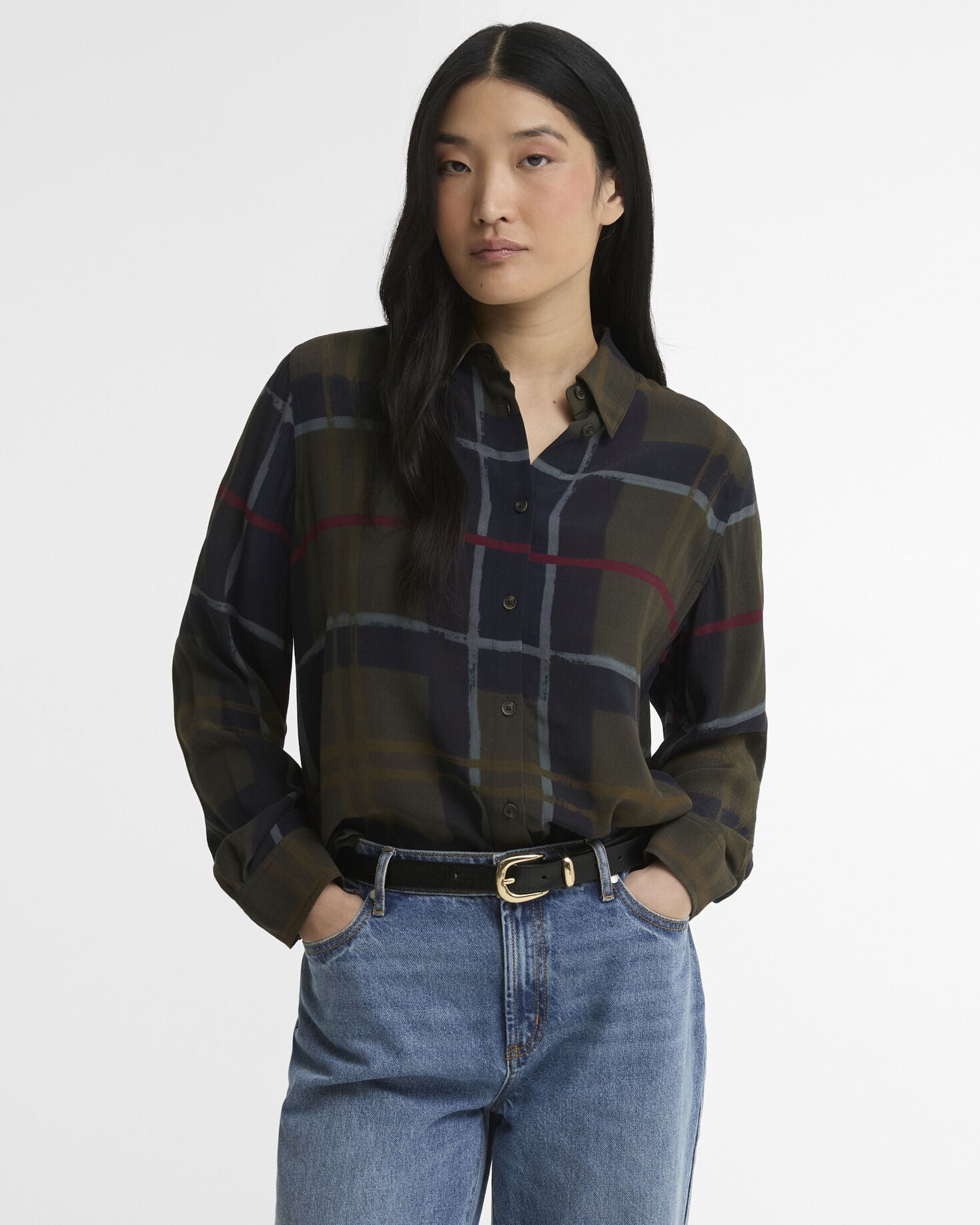 Kirklees Relaxed Long-Sleeved Shirt Shadow Classic Painted Tartan