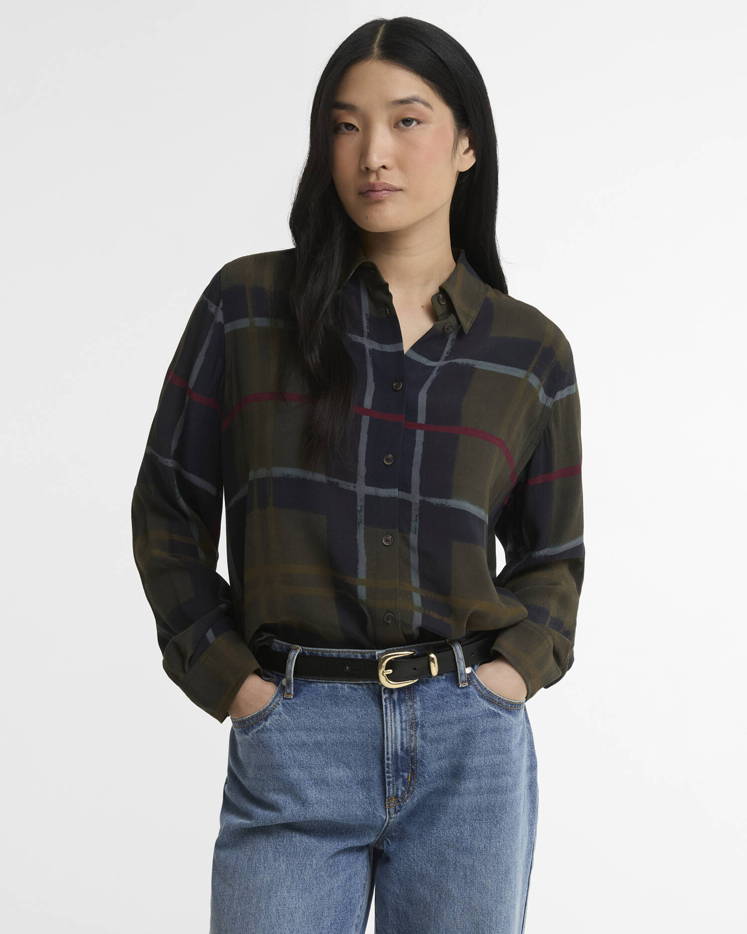 Kirklees Relaxed Long-Sleeved Shirt Shadow Classic Painted Tartan image number 0