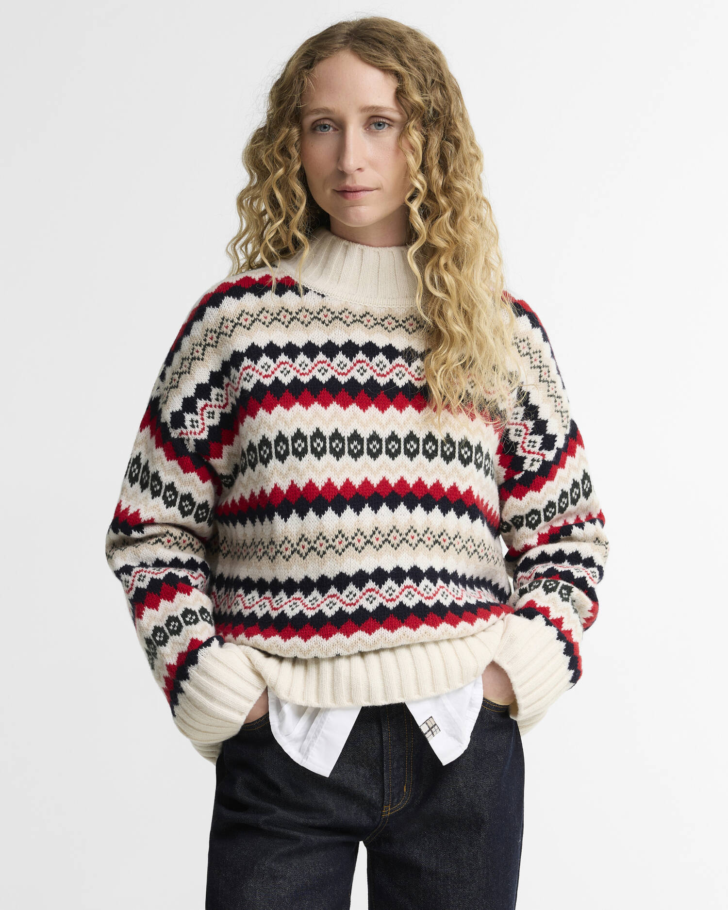 Aspen Fair Isle Funnel Neck Jumper Cloud Multi image number 0
