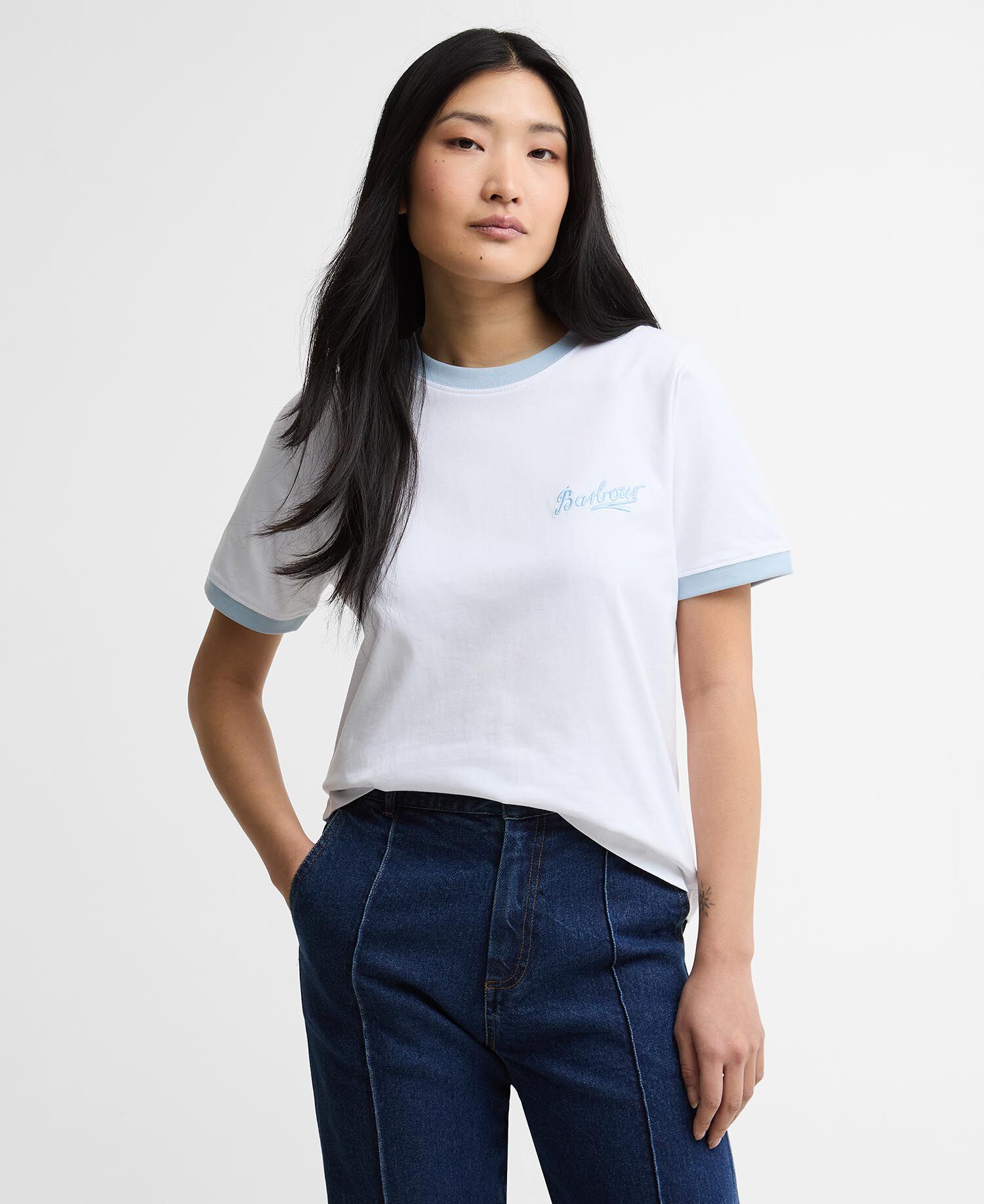 Madeline Tipped T-Shirt White/Celestial Blue