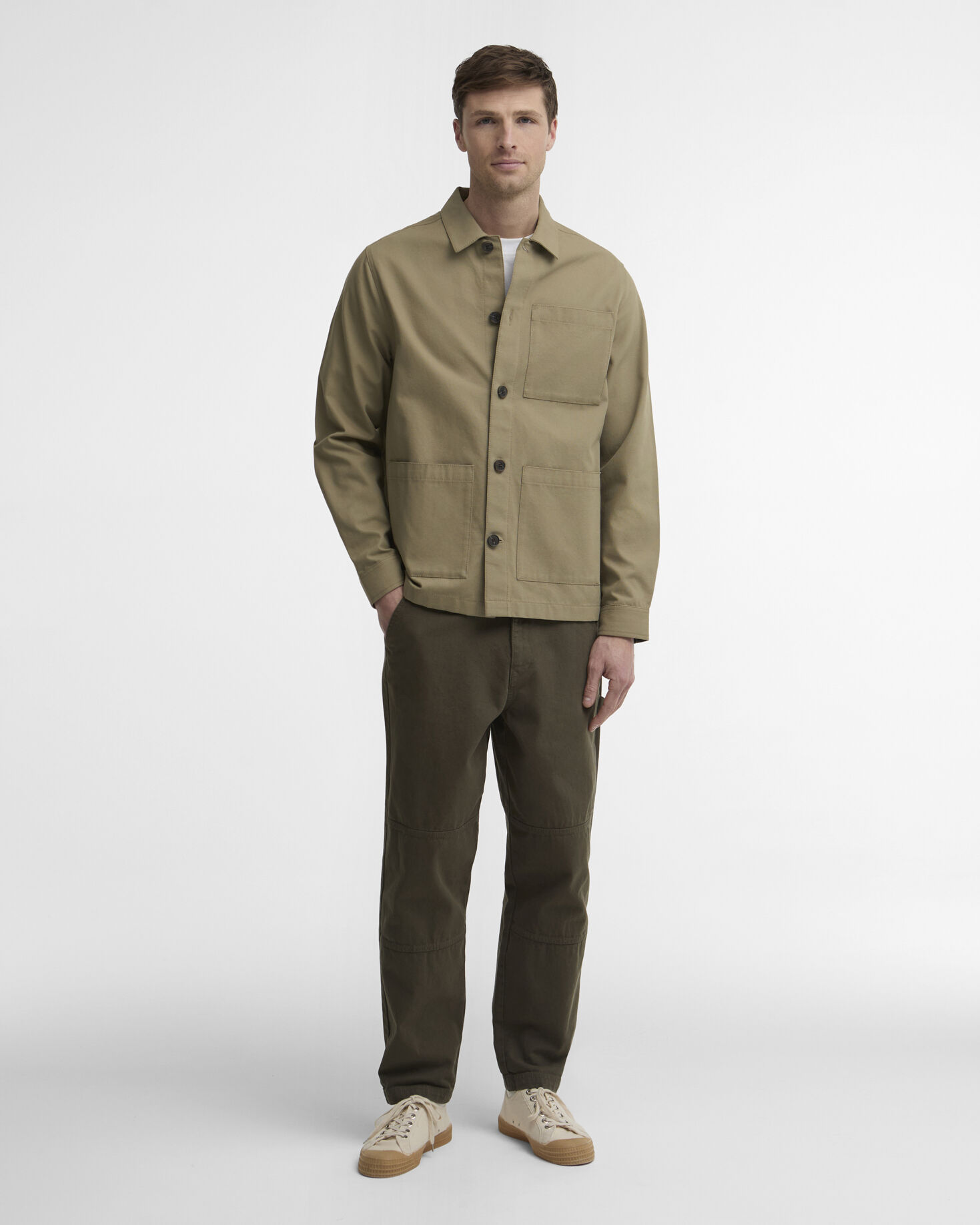 Overshirt Washed con finiture in tartan Sage