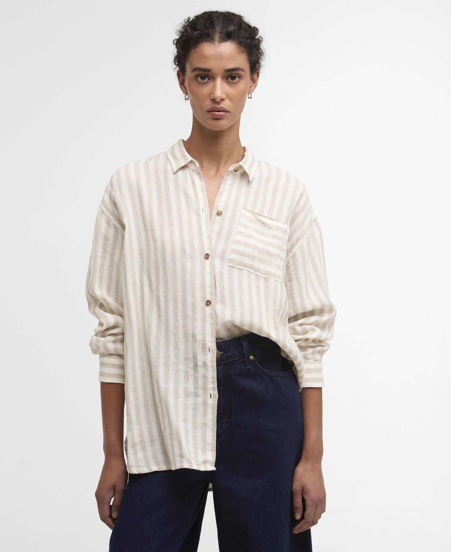 Annie Striped Linen Shirt Light Sand Stripe image number 0