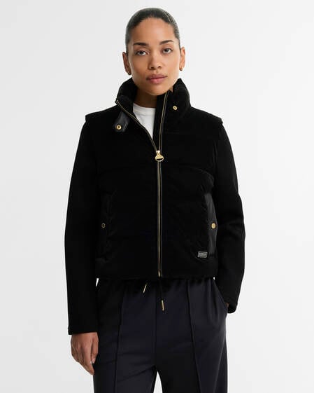 Balaton Faux-Velvet Quilted Sweatshirt Black