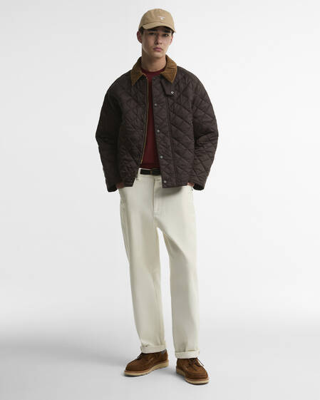 Oversized Transport Quilted Jacket Dark Brown