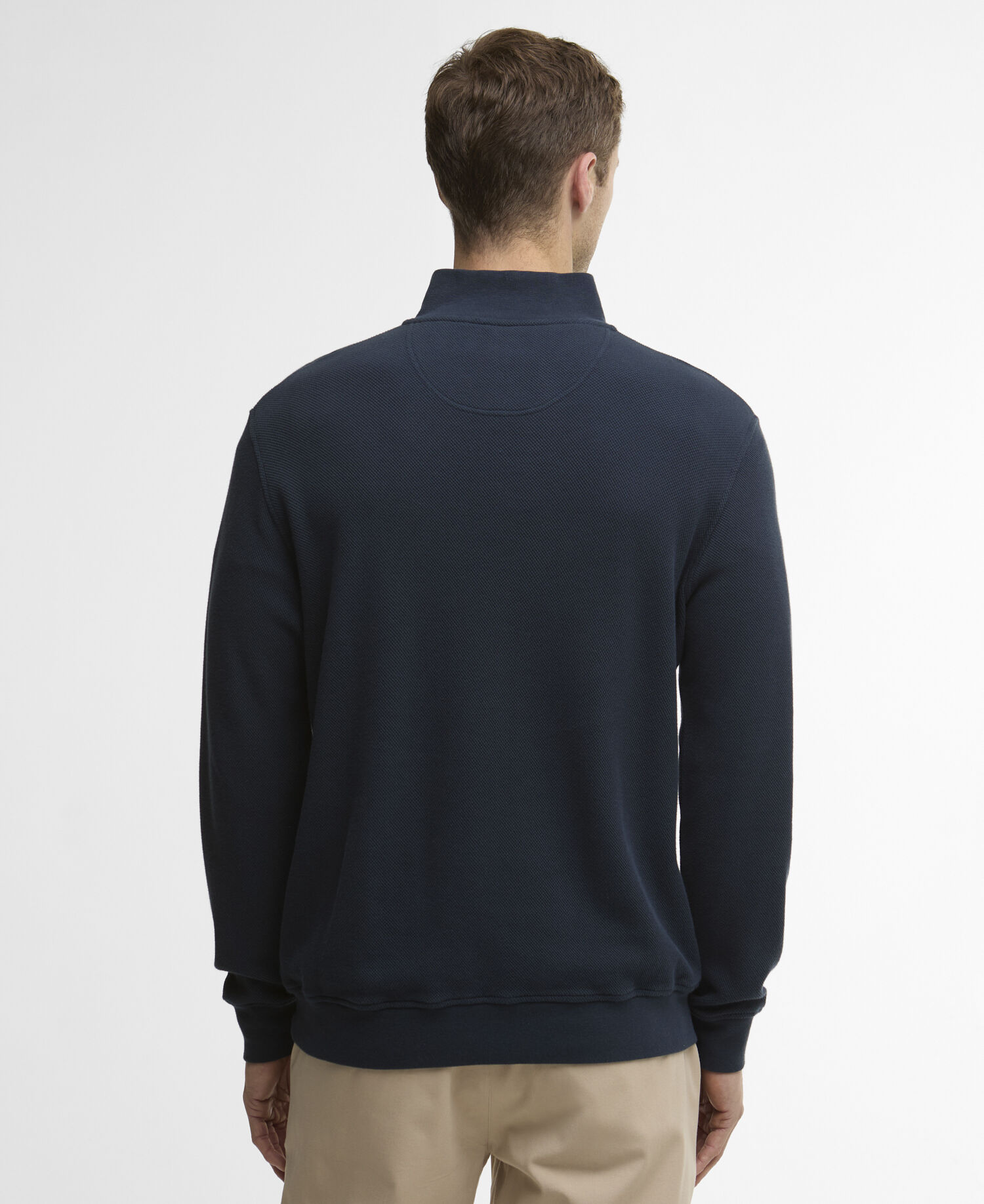 Pique Interlock Quarter-Zip Sweatshirt Navy