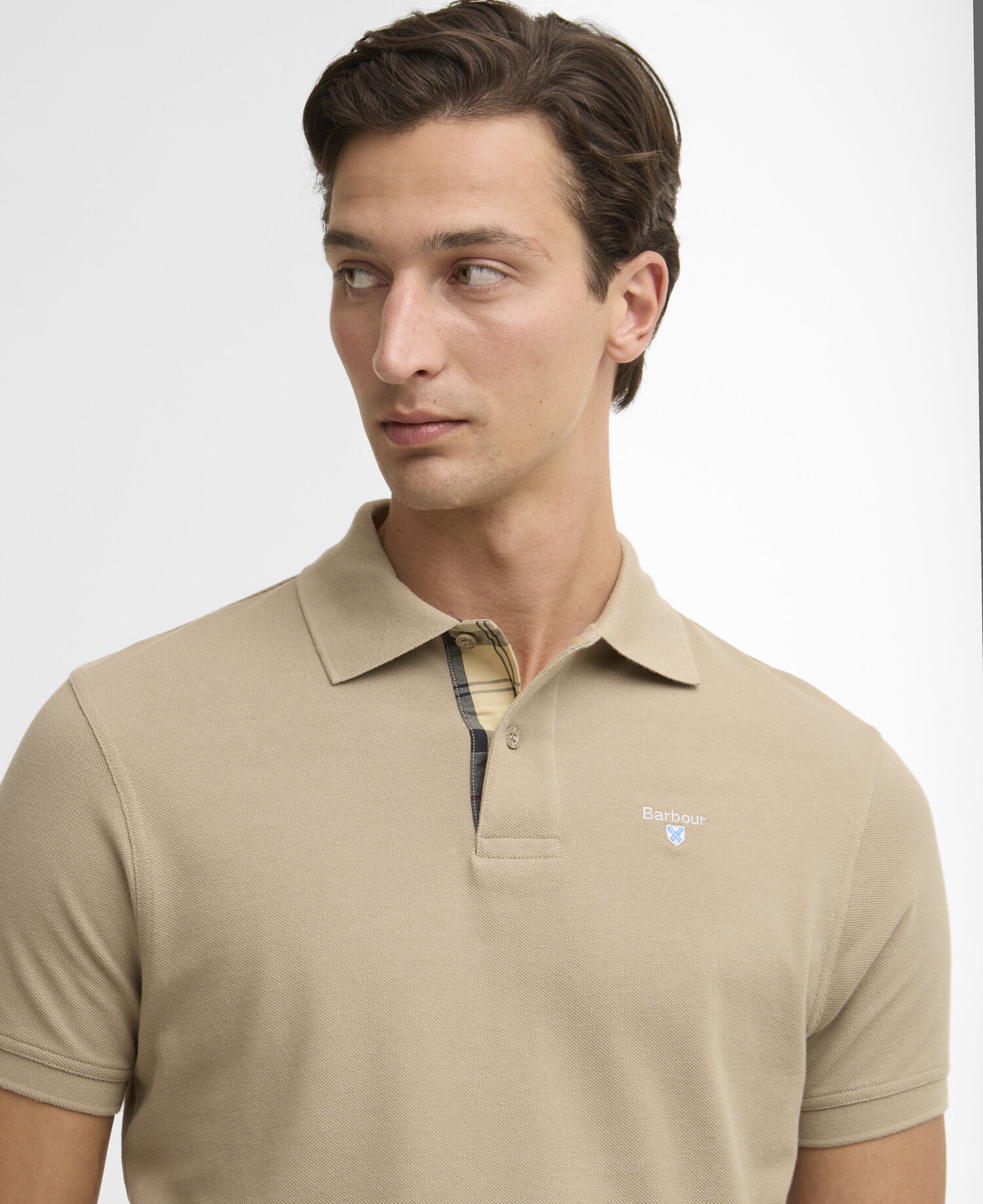 Poloshirt Tartan Pique Washed Stone/Dress