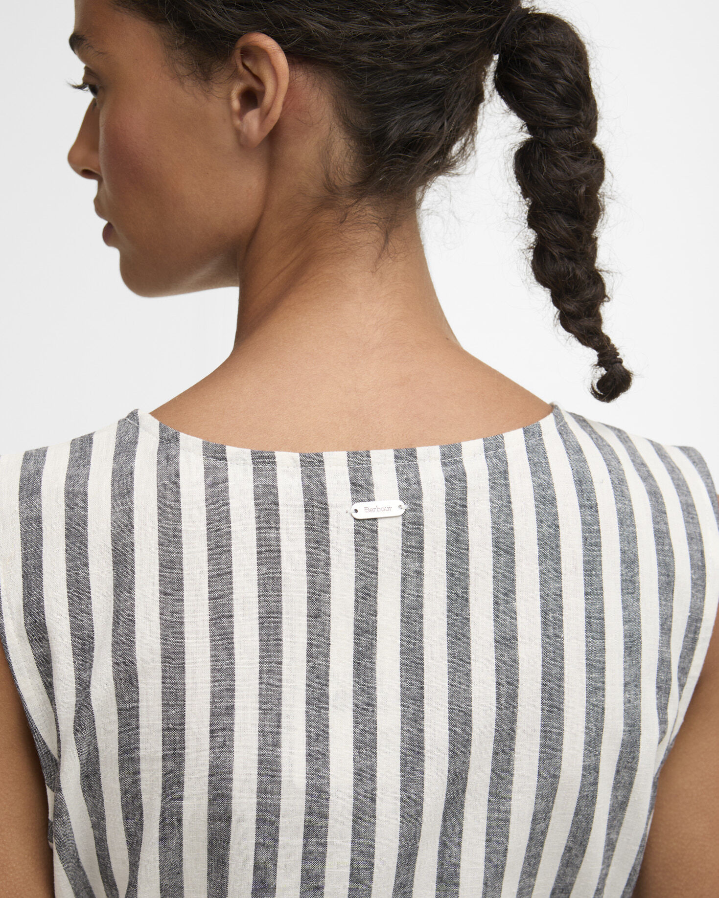 Inez Striped Midi Dress Dark Navy Stripe