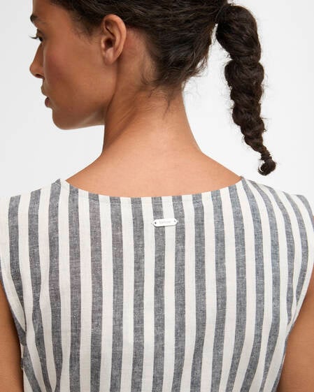 Inez Striped Midi Dress Dark Navy Stripe
