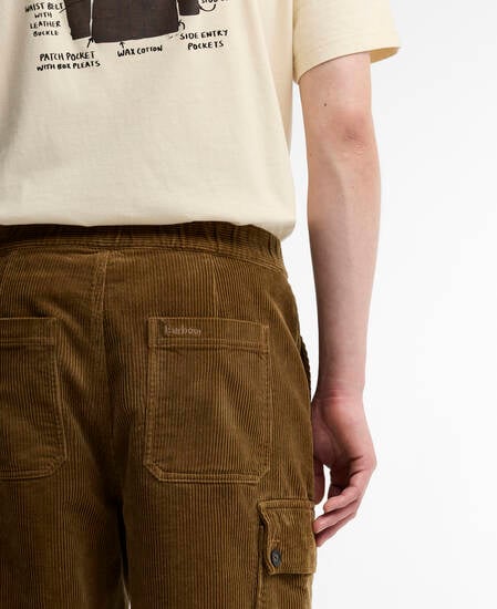Pantaloni cargo oversize a coste sottili Leonard Sepia