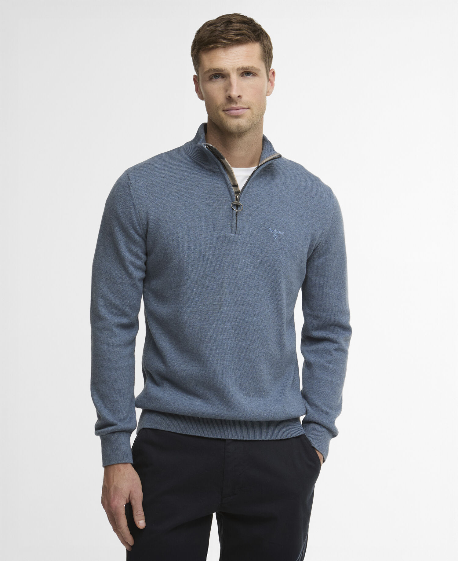 Cotton Quarter-Zip Jumper Dusk Blue