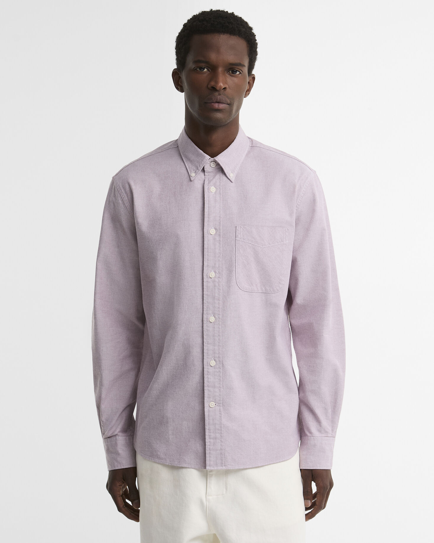 Oxford Striped Authentic-Fit Long-Sleeved Shirt Dk Red