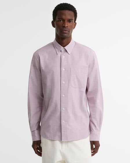 Oxford Striped Authentic-Fit Long-Sleeved Shirt Dk Red