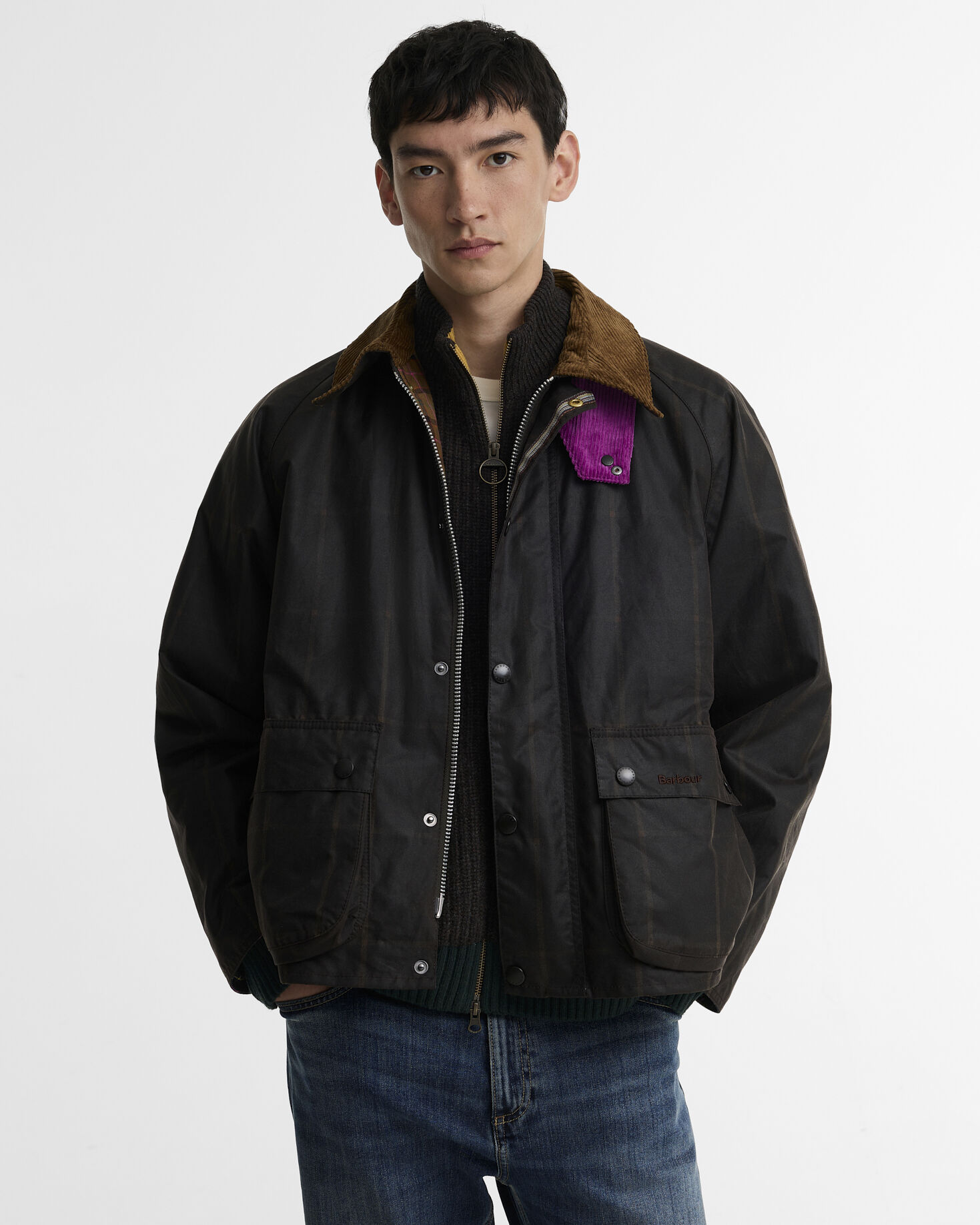 Paul Smith Loves Barbour Transport Windowpane Waxed Jacket Rustic/Bark