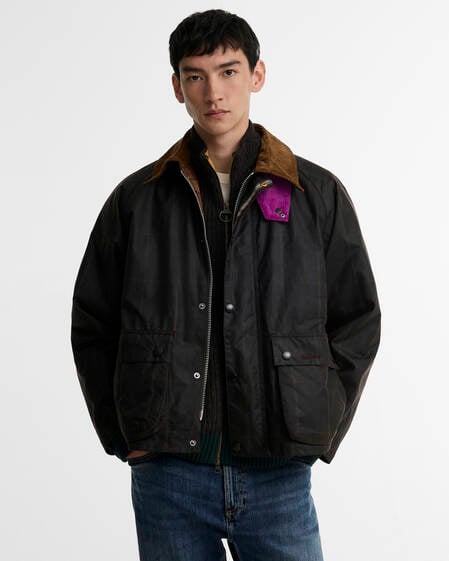 Paul Smith Loves Barbour Transport Windowpane Waxed Jacket Rustic/Bark