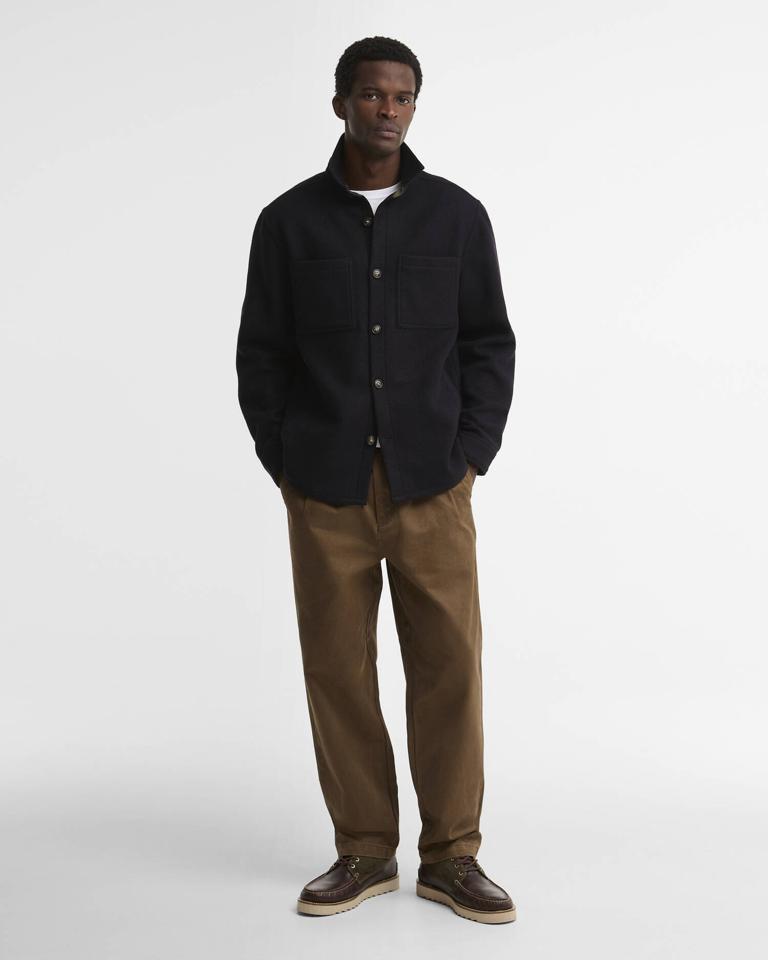 Overshirt misto lana Marltown leggermente aderente Navy Marl image number 1