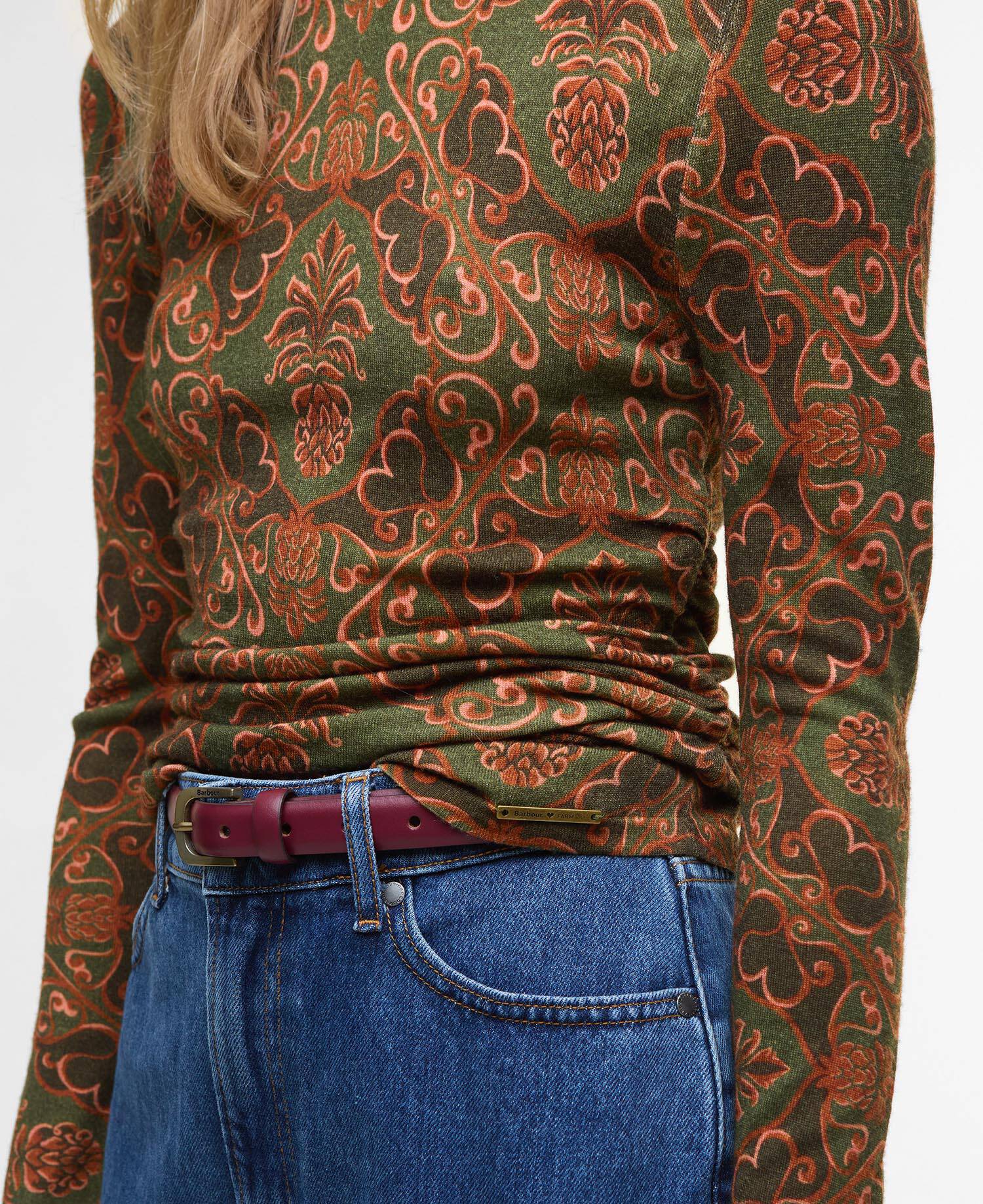 Barbour FARM Rio Luana Long-Sleeved Knitted Top Pineapple Print image number 4