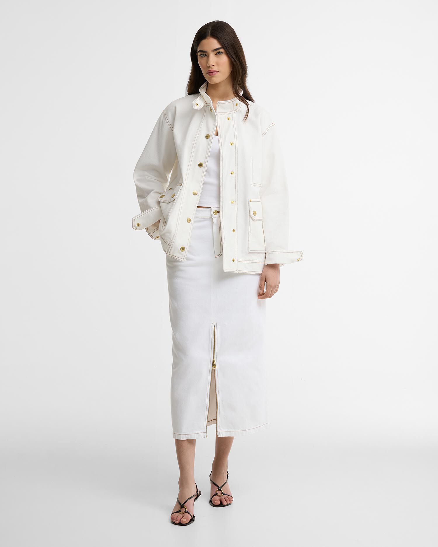 Kyla Denim Midi Skirt Denim White