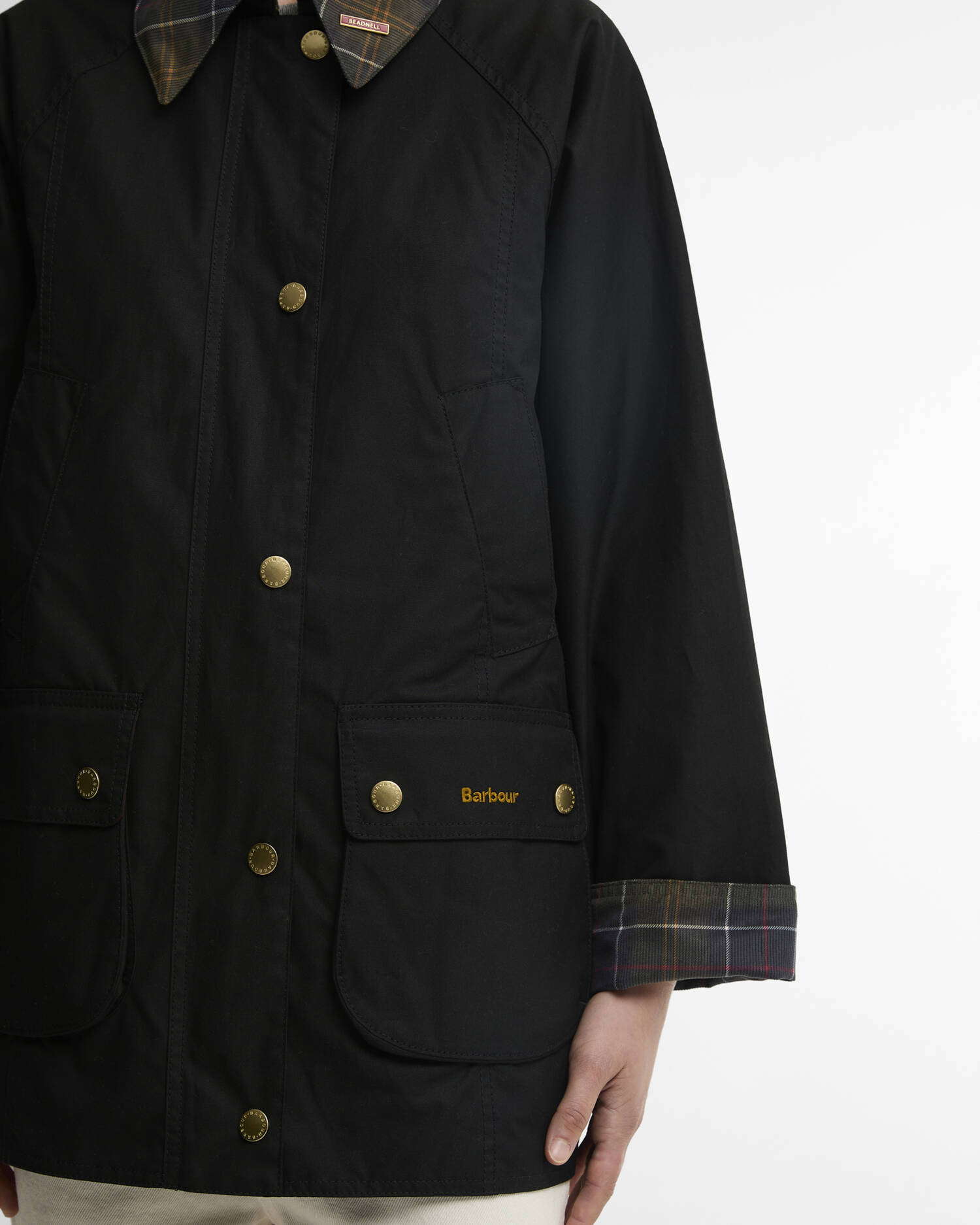 Barbour Wachsjacke Icons Tartan Collar Modern Beadnell Black/Classic image number 5