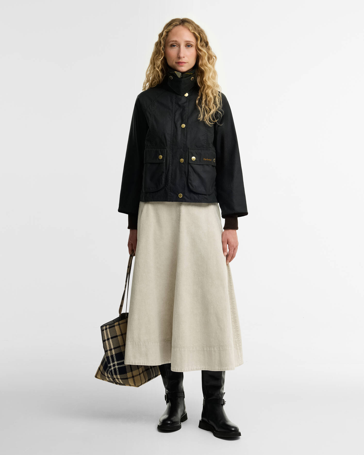 Cropped Beadnell Waxed Jacket Sage-Ancient image number 1
