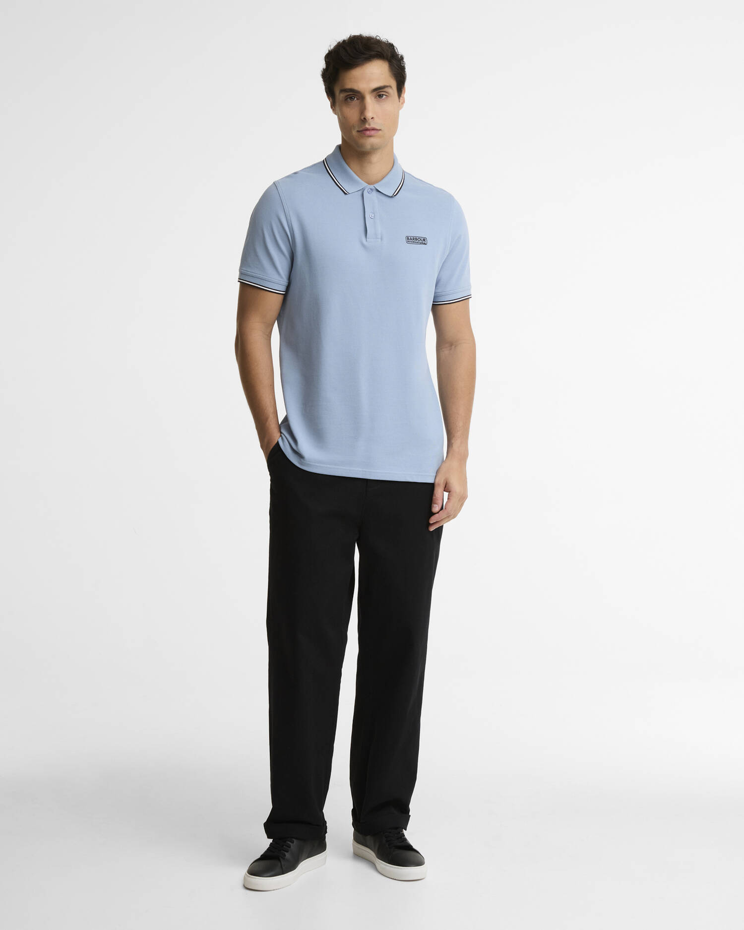 Evan Short-Sleeved Polo Shirt Powder Blue image number 1
