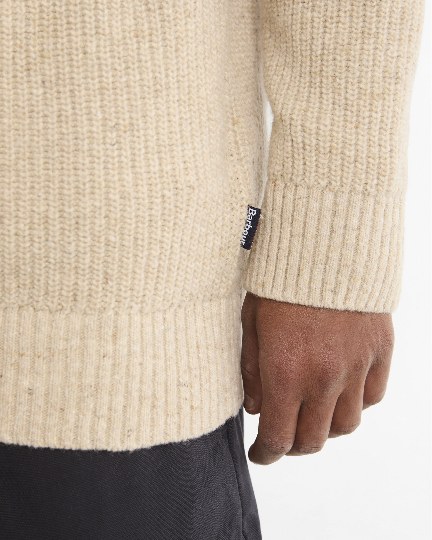 Barbour Wollpullover Essentials Fleck Pearl