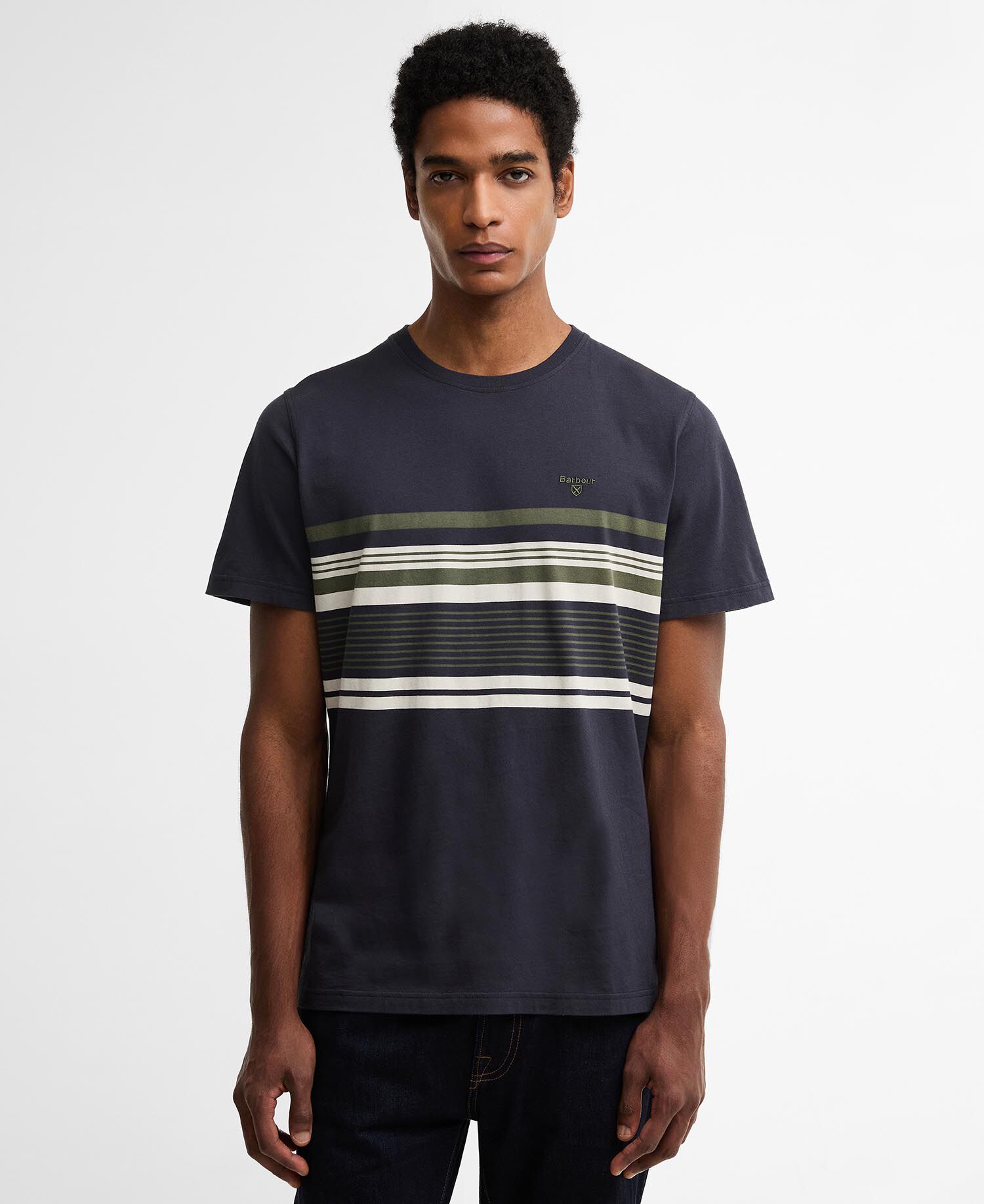 Teeside Striped Graphic Tailored T-Shirt Dark Navy