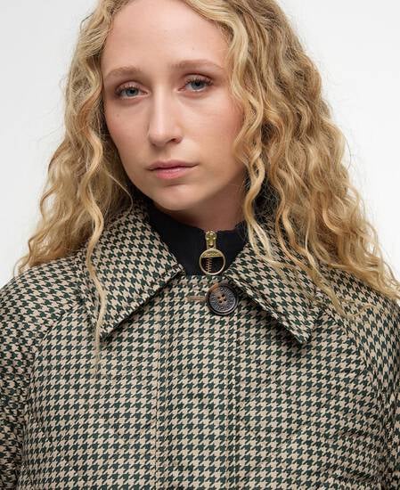 Giacca trapuntata con motivo a quadri Laoise Sage Houndstooth/Sand Dune