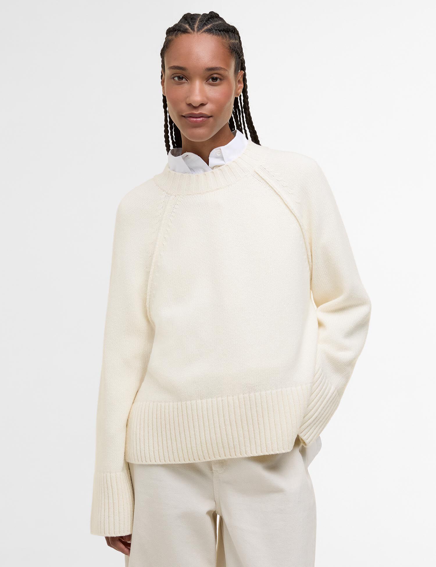 Maglione girocollo lavorato Ashdon Ecru
