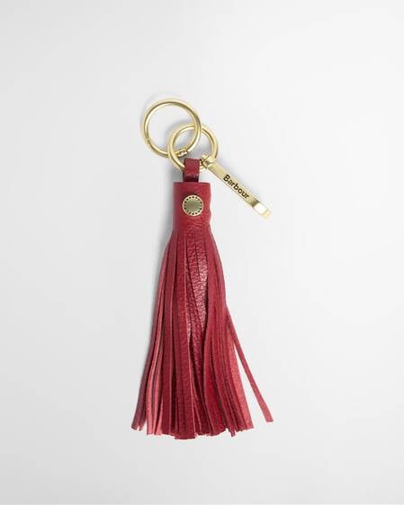Ciondolo da borsa in pelle con nappe Red