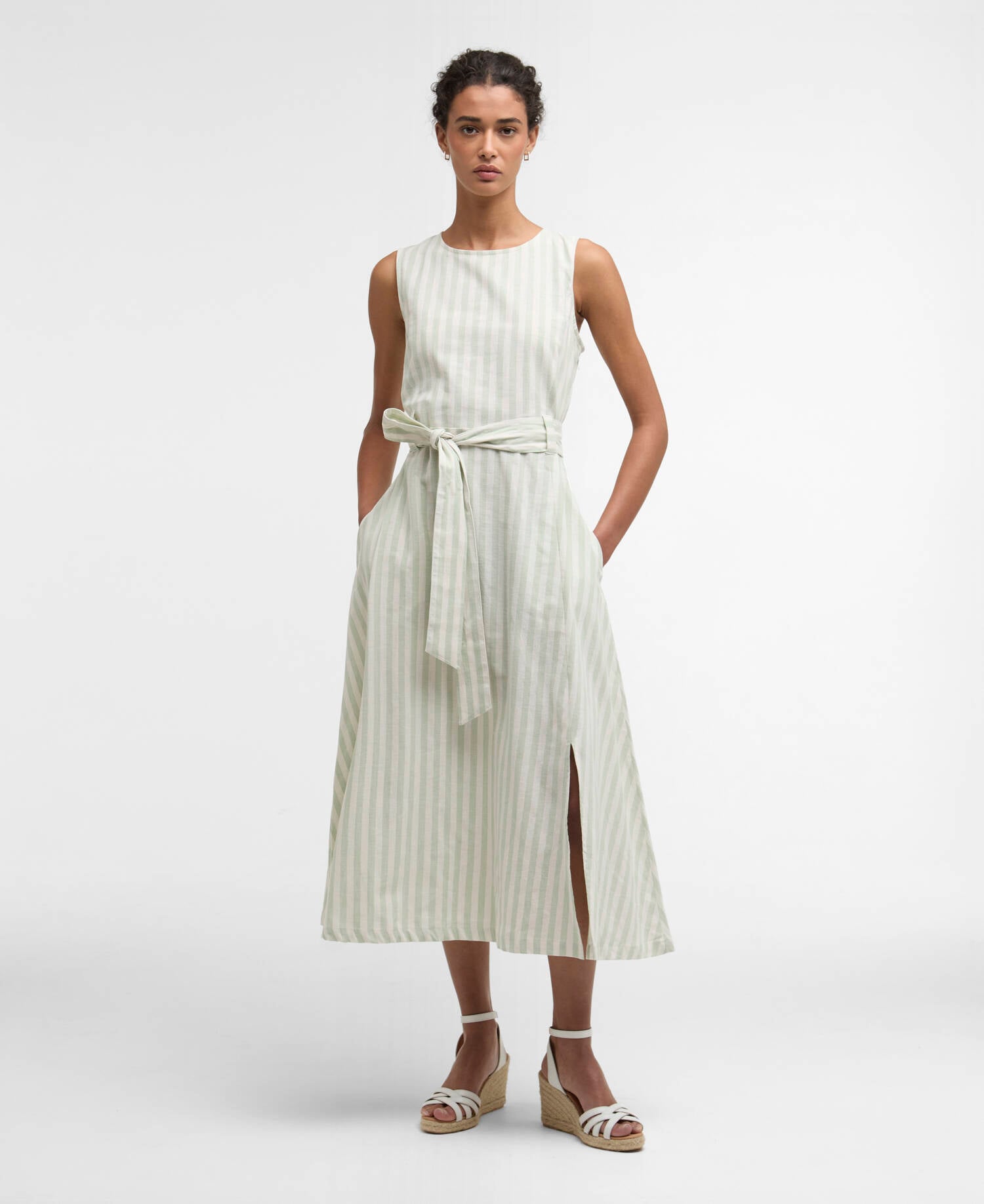 Inez Striped Midi Dress Spearmint Stripe image number 1