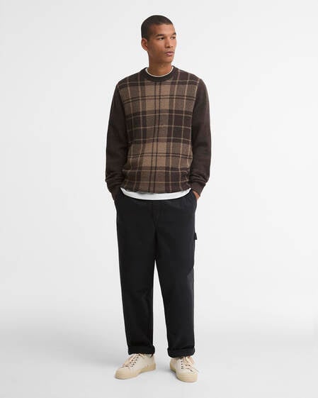 Barbour Pullover Mineral Tartan Rundhalsausschnitt Peat