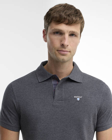 Tartan Pique Polo Shirt Slate Marl