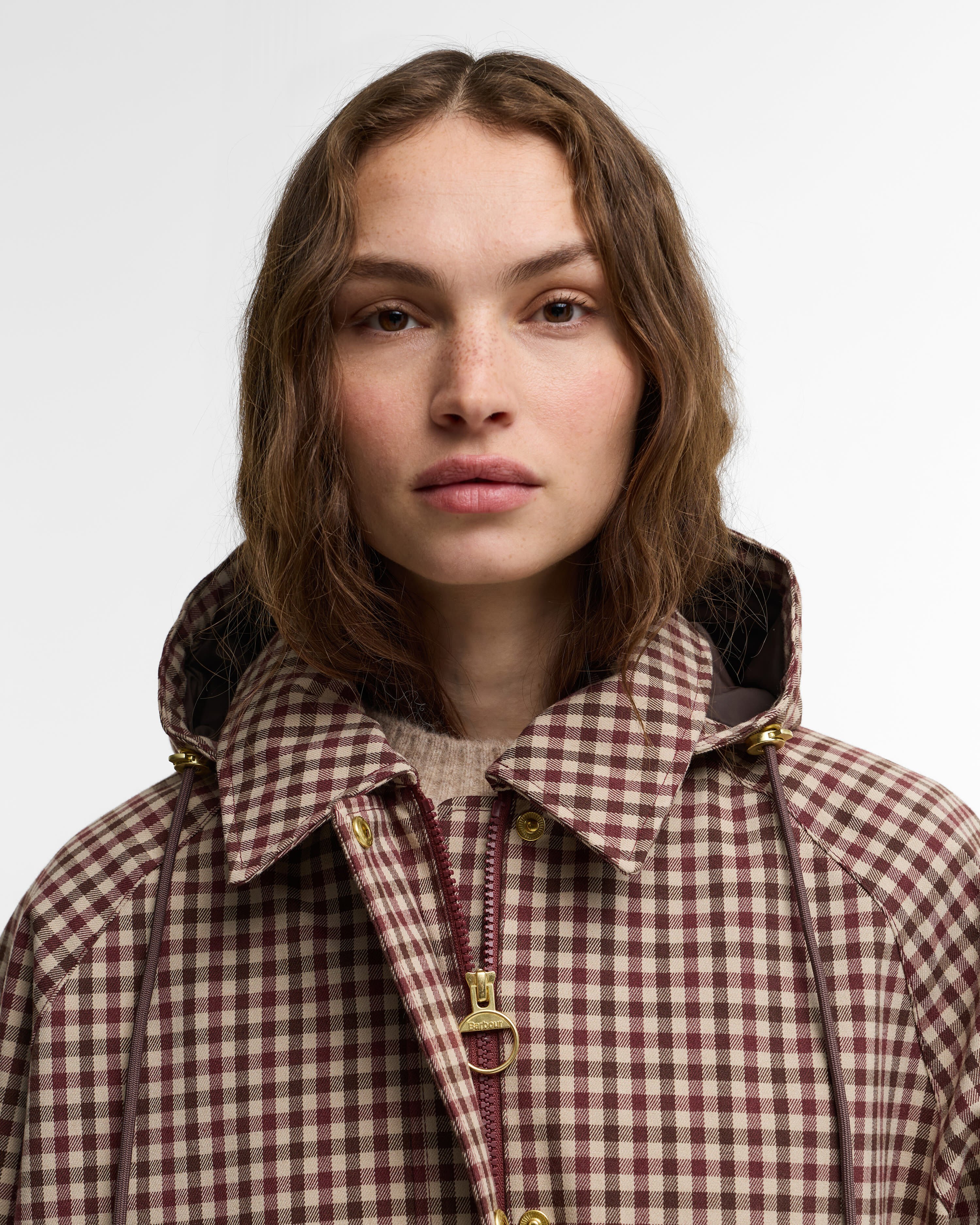 Jacke Audrey Showerproof Cranberry/Brown Gingham