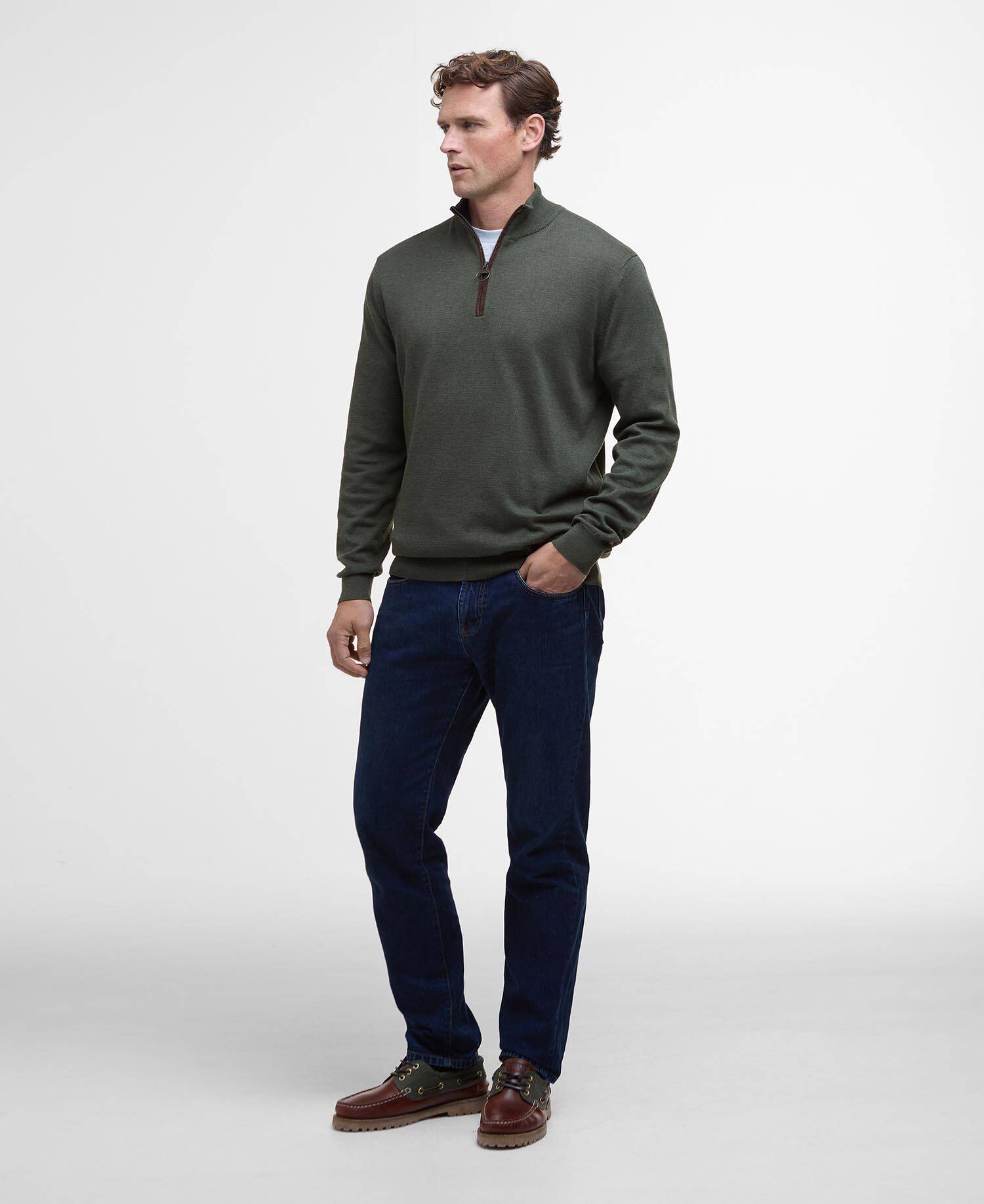Bayfield Quarter-Zip Jumper Mid Olive image number 1