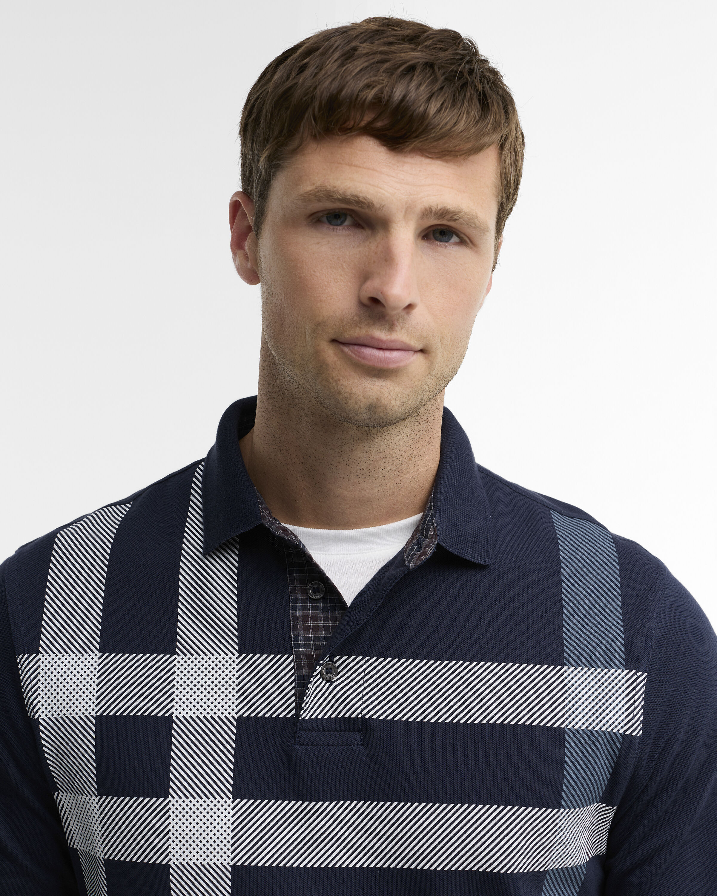 Blaine Tartan Long-Sleeved Polo Shirt Navy