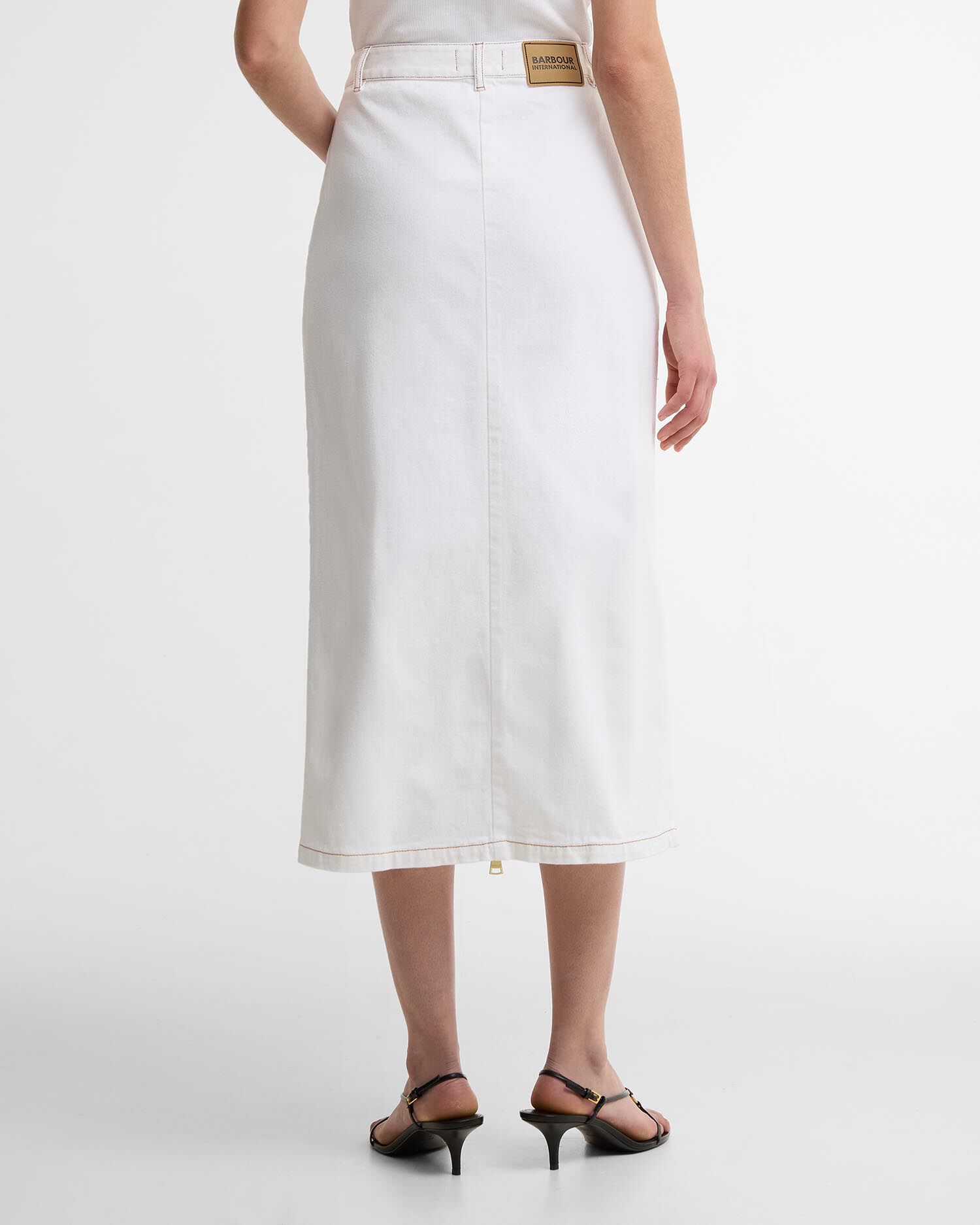 Kyla Denim Midi Skirt Denim White