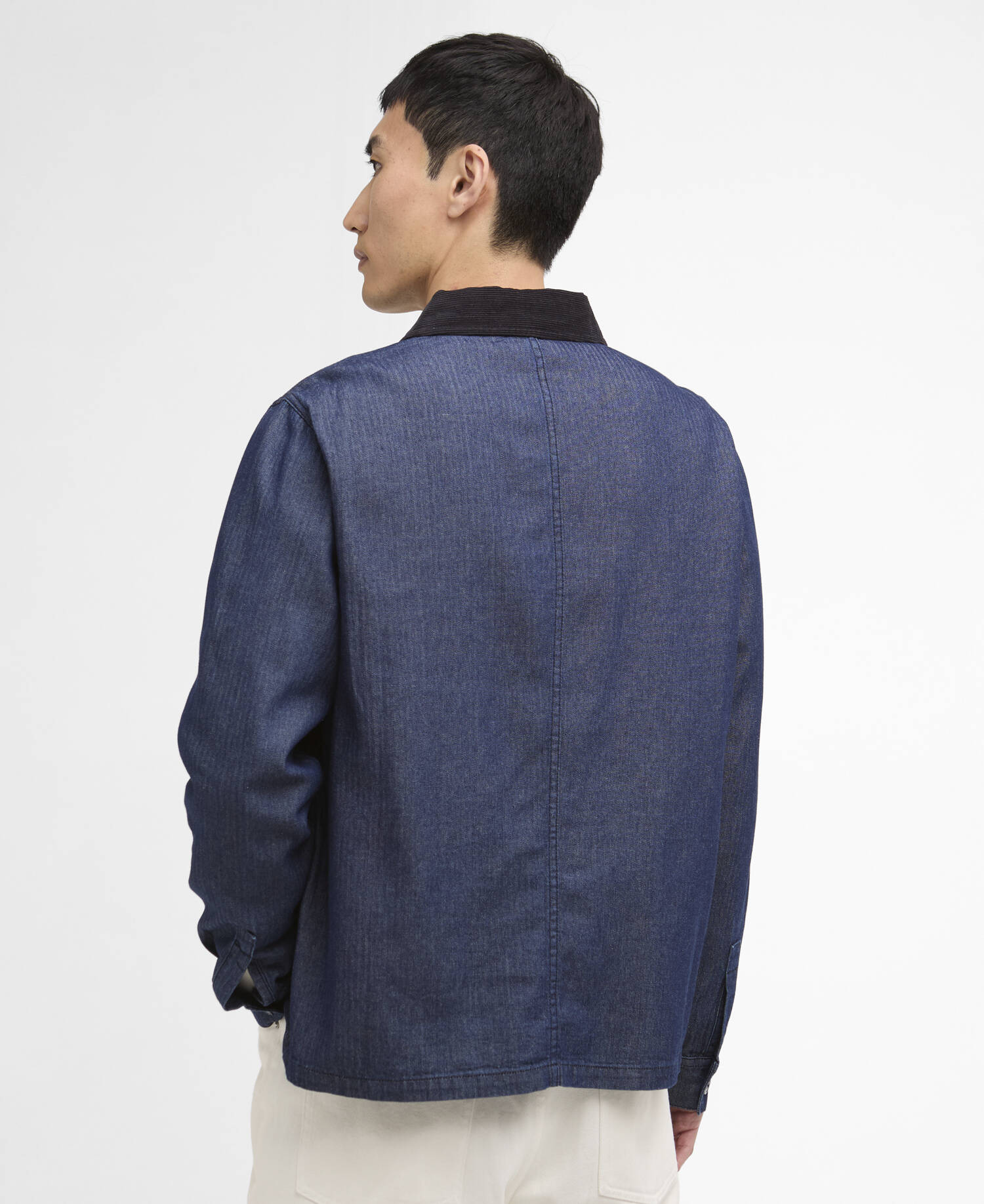 Overshirt Piligan in denim con motivo a spina di pesce Indigo image number 2