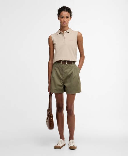 Fern Pleated Shorts Dusky Green
