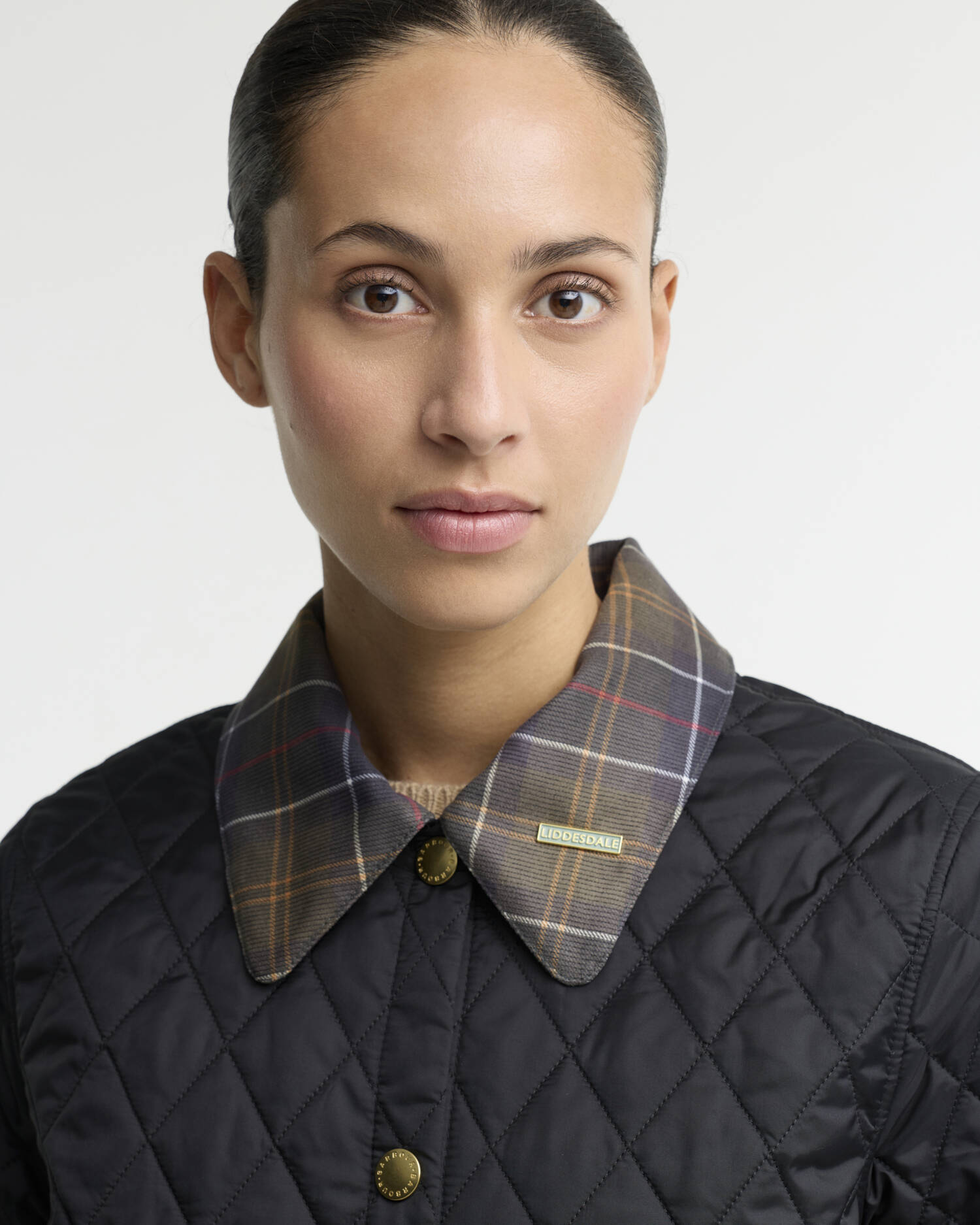 Barbour Steppjacke Icons Tartan Collar Cropped Liddesdale Black/Classic image number 3