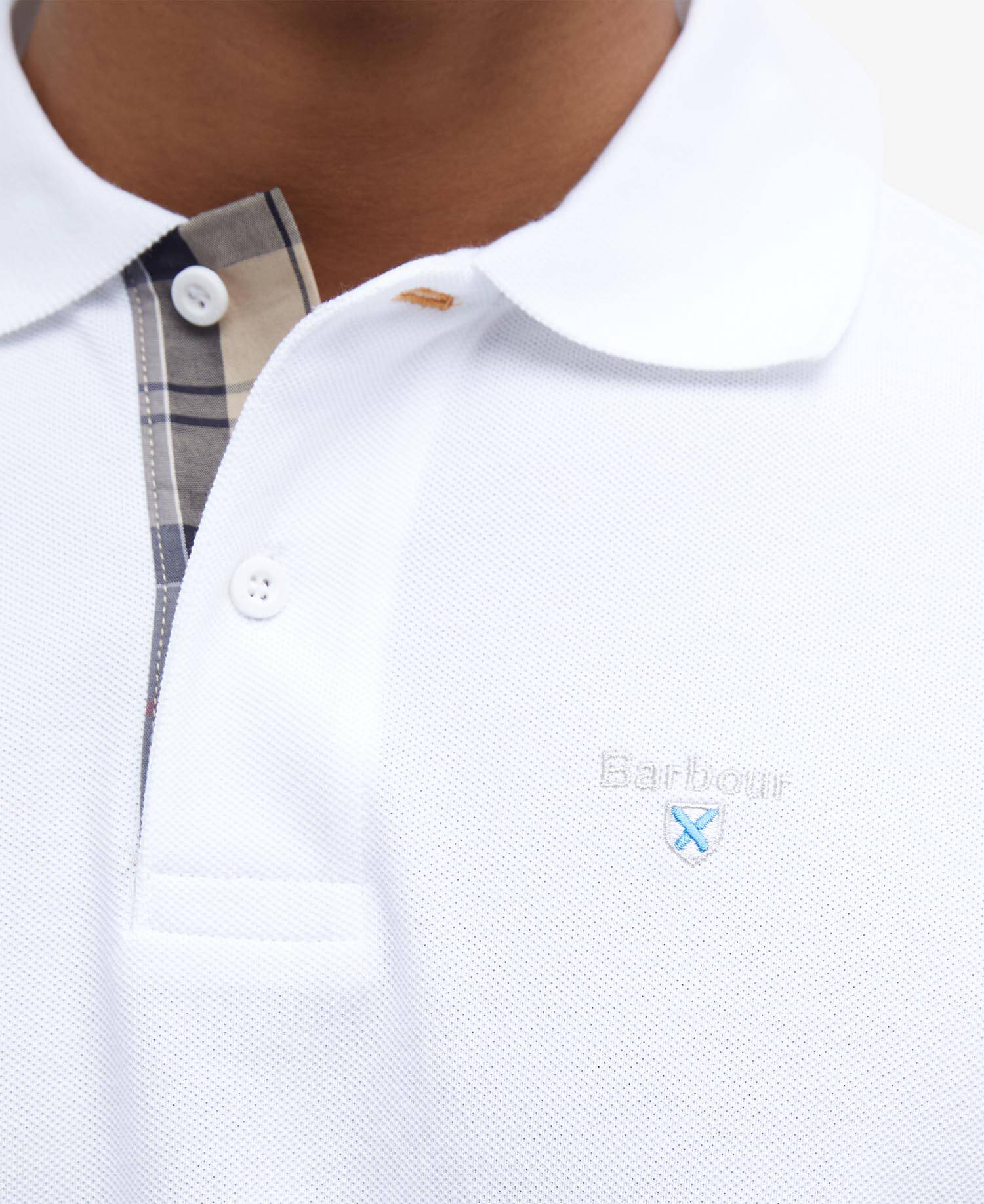 Tartan Pique Polo Shirt White-Dress image number 4
