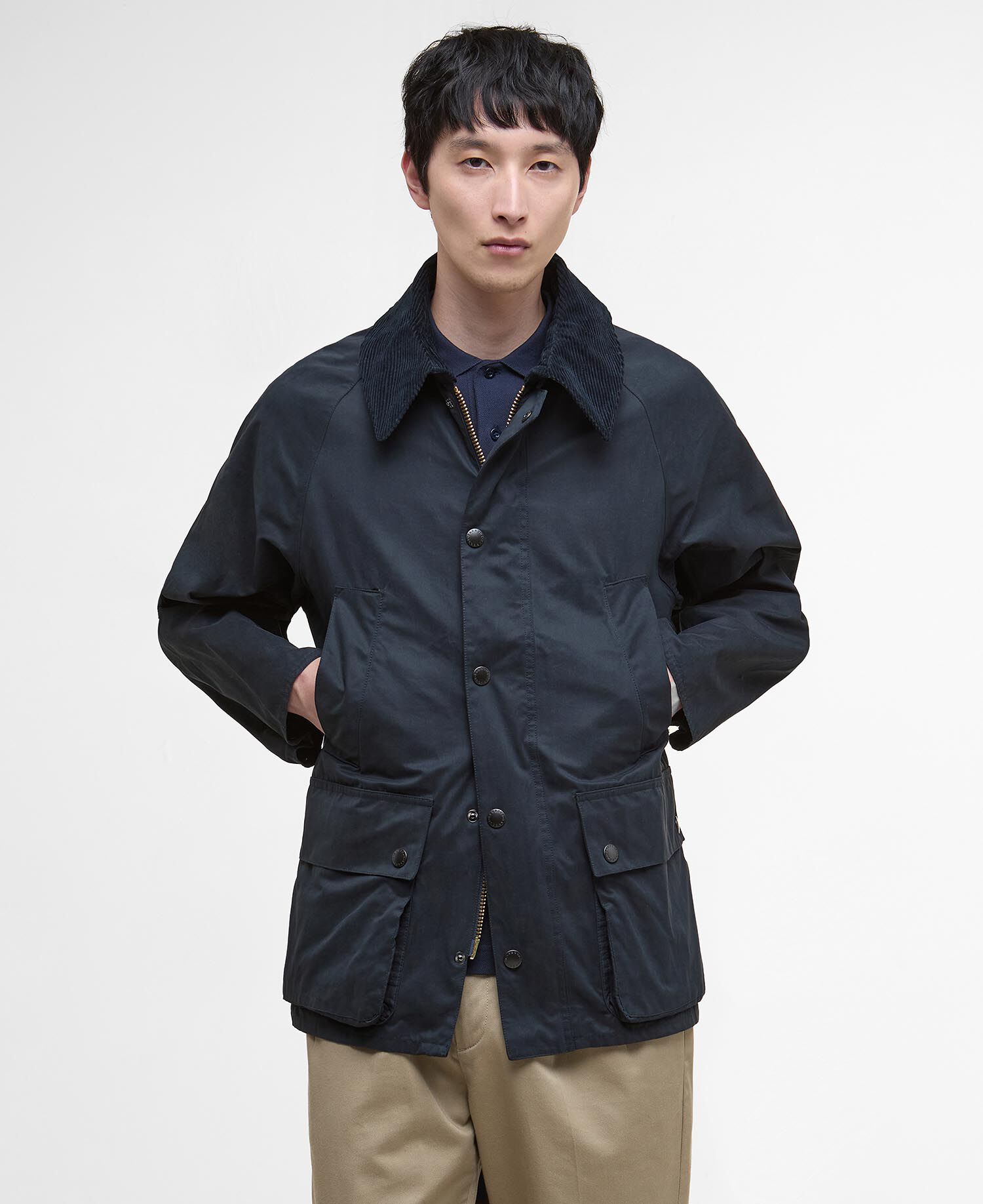 Peached Oversized Bedale Casual Jacket Classic Navy