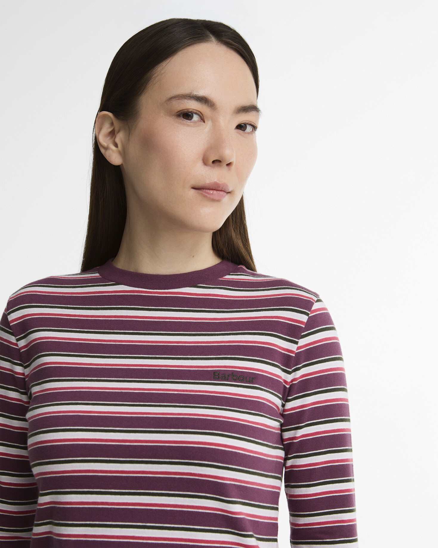 Marena Striped Long-Sleeved T-Shirt Wine Multi