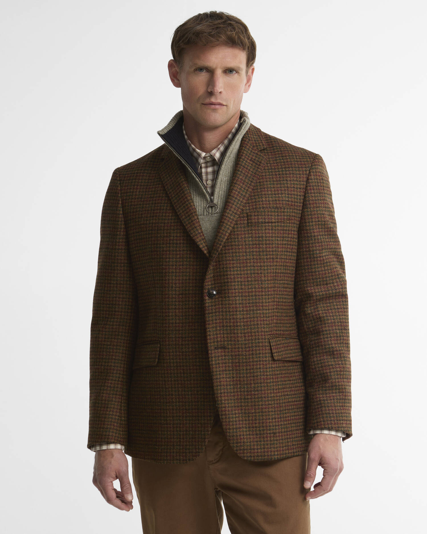 Barbour Blazer Tindle Moons Houndstooth Brown image number 0