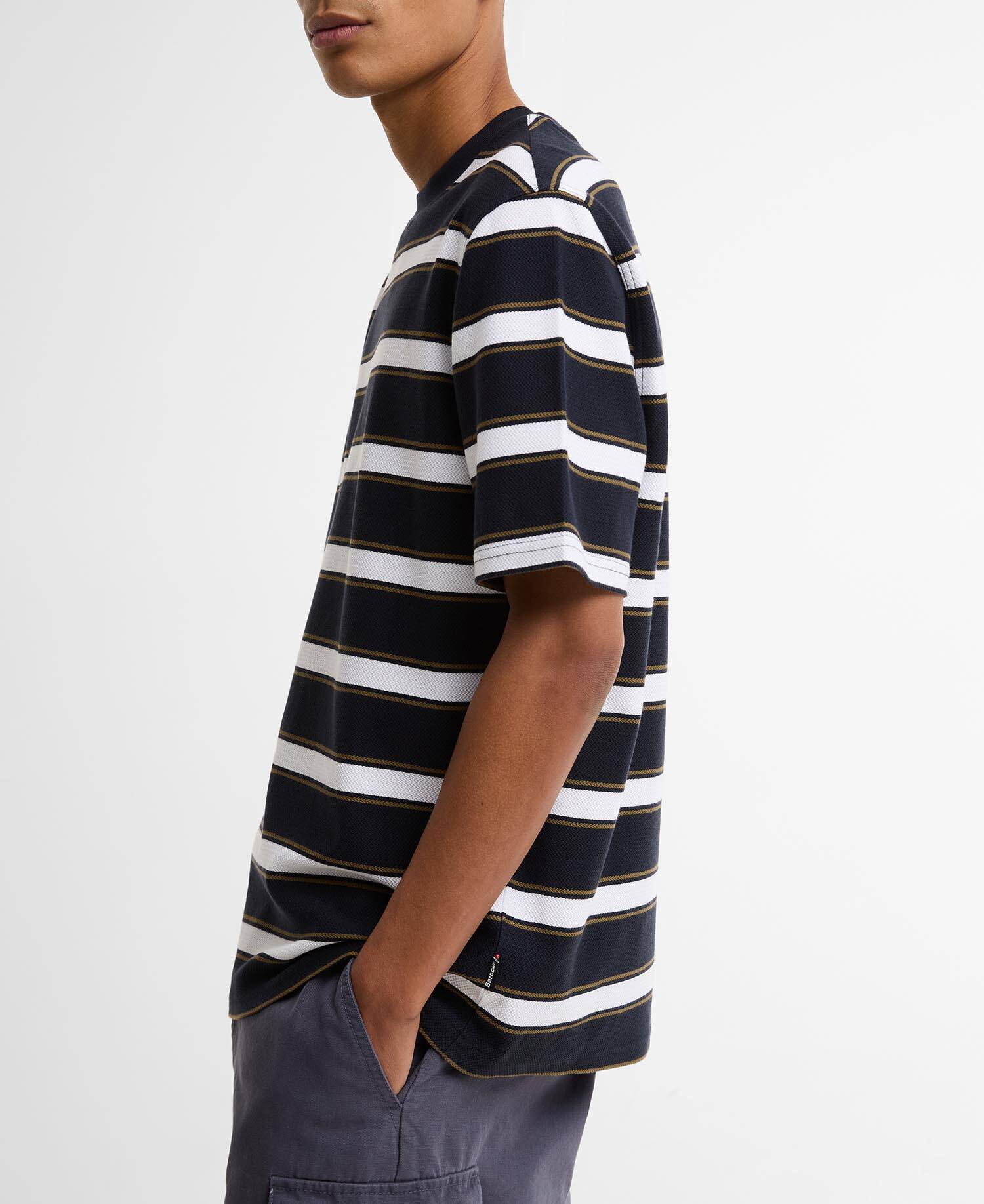 Browtop Striped Relaxed T-Shirt Dark Navy image number 3