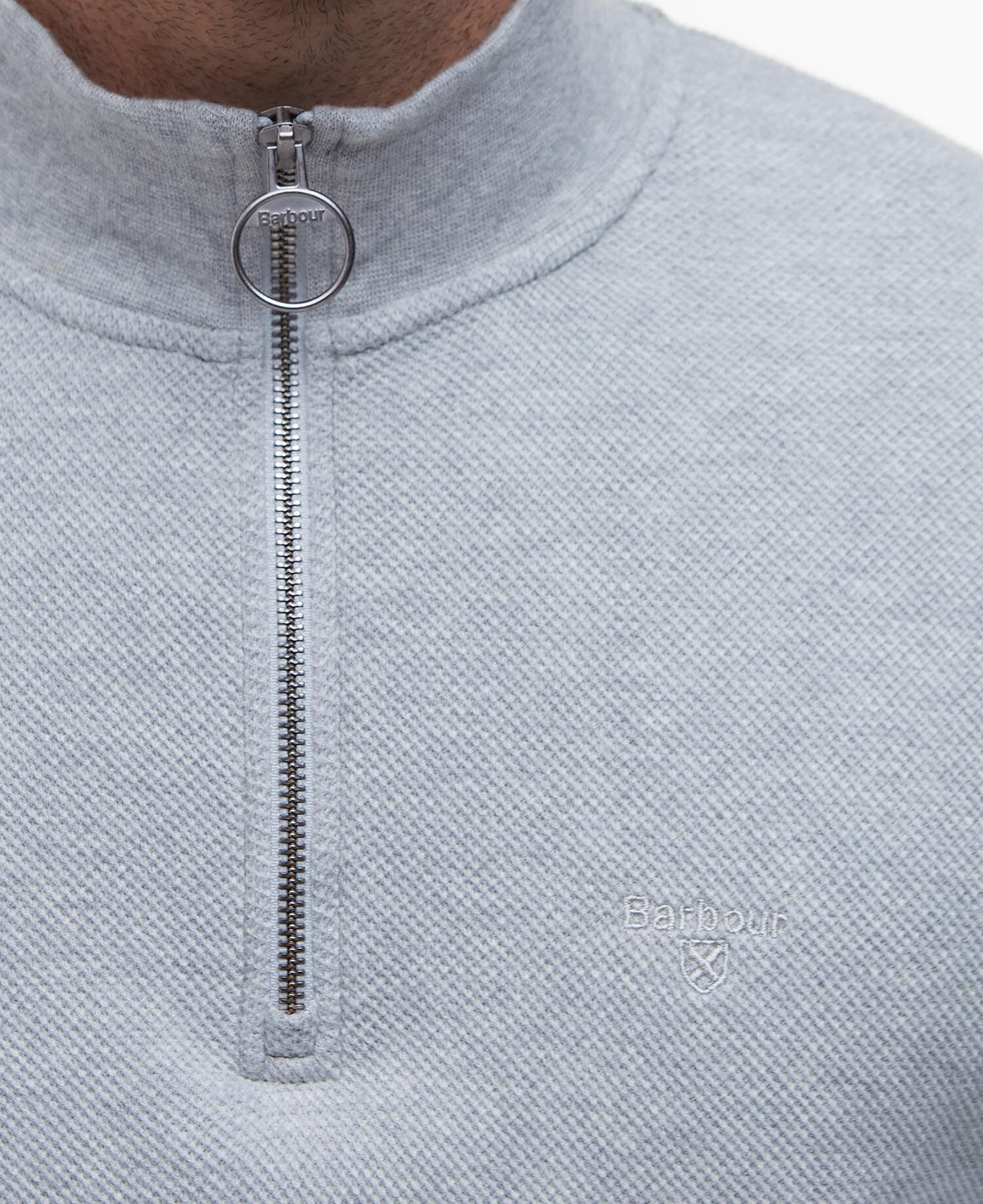 Pique Interlock Quarter-Zip Sweatshirt Grey Marl