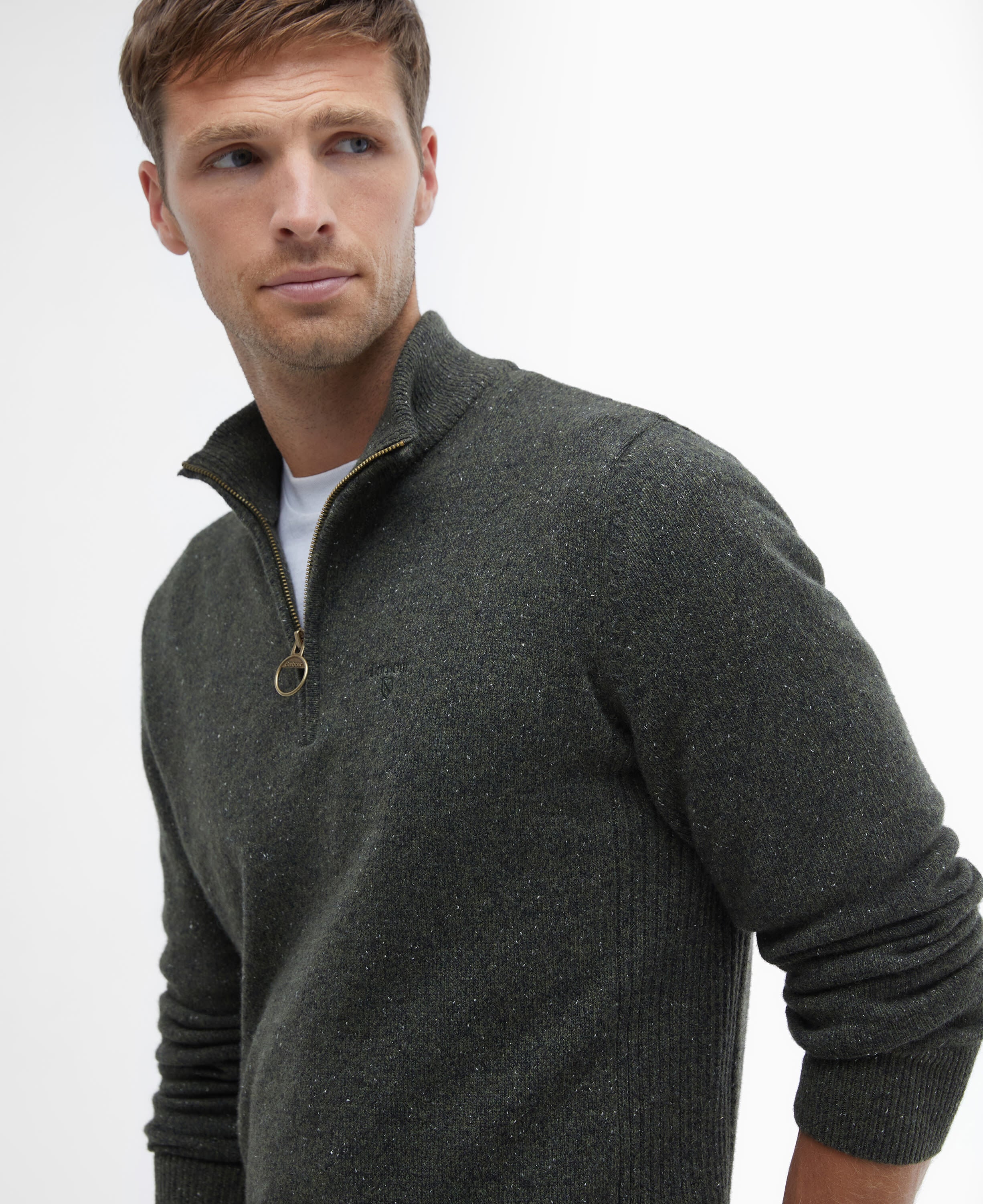 Essential Tisbury Quarter-Zip Jumper Dark Seaweed