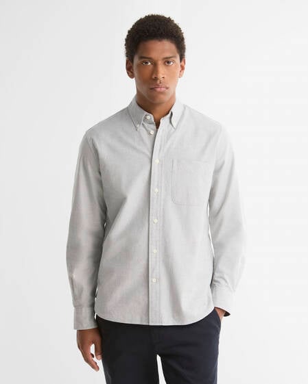 Oxford Striped Authentic-Fit Long-Sleeved Shirt Forest