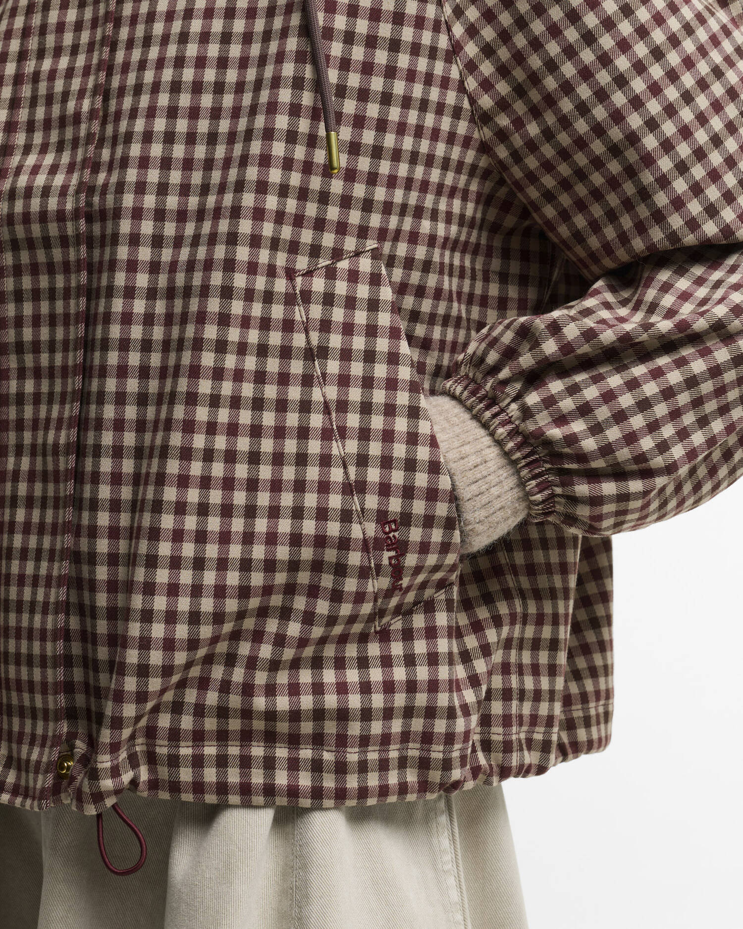 Audrey Showerproof Jacket Cranberry/Brown Gingham image number 3